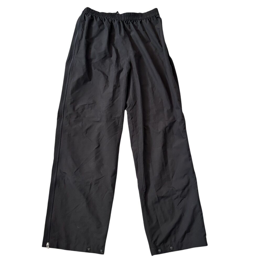 EMS Men’s Black Elastic‎ Waist Side Zippered Polyester Hiking Rain Pants Size L